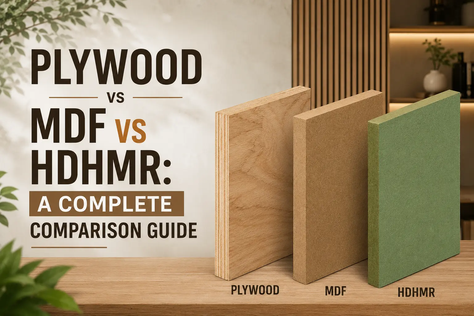Compare plywood, MDF and HDHMR for kitchen