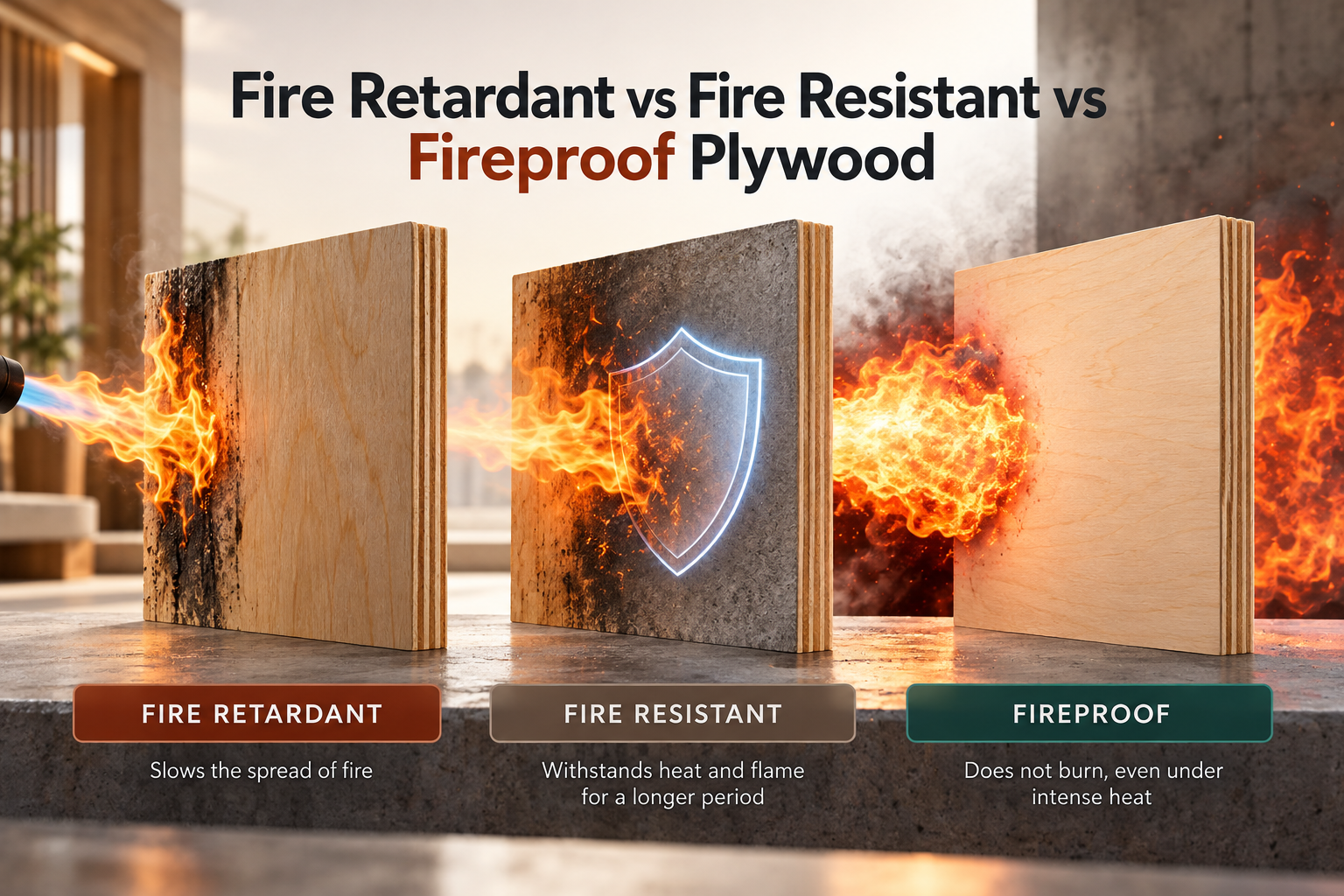 Fire Retardant vs Fire Resistant vs Fireproof Plywood: What’s the Real Difference?